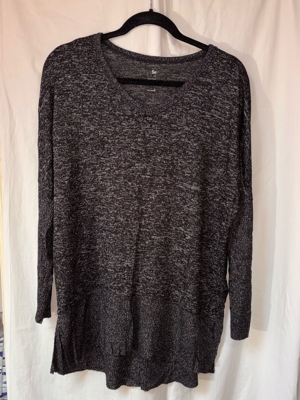 SO Women's Charcoal Marled Long Sleeve Tunic